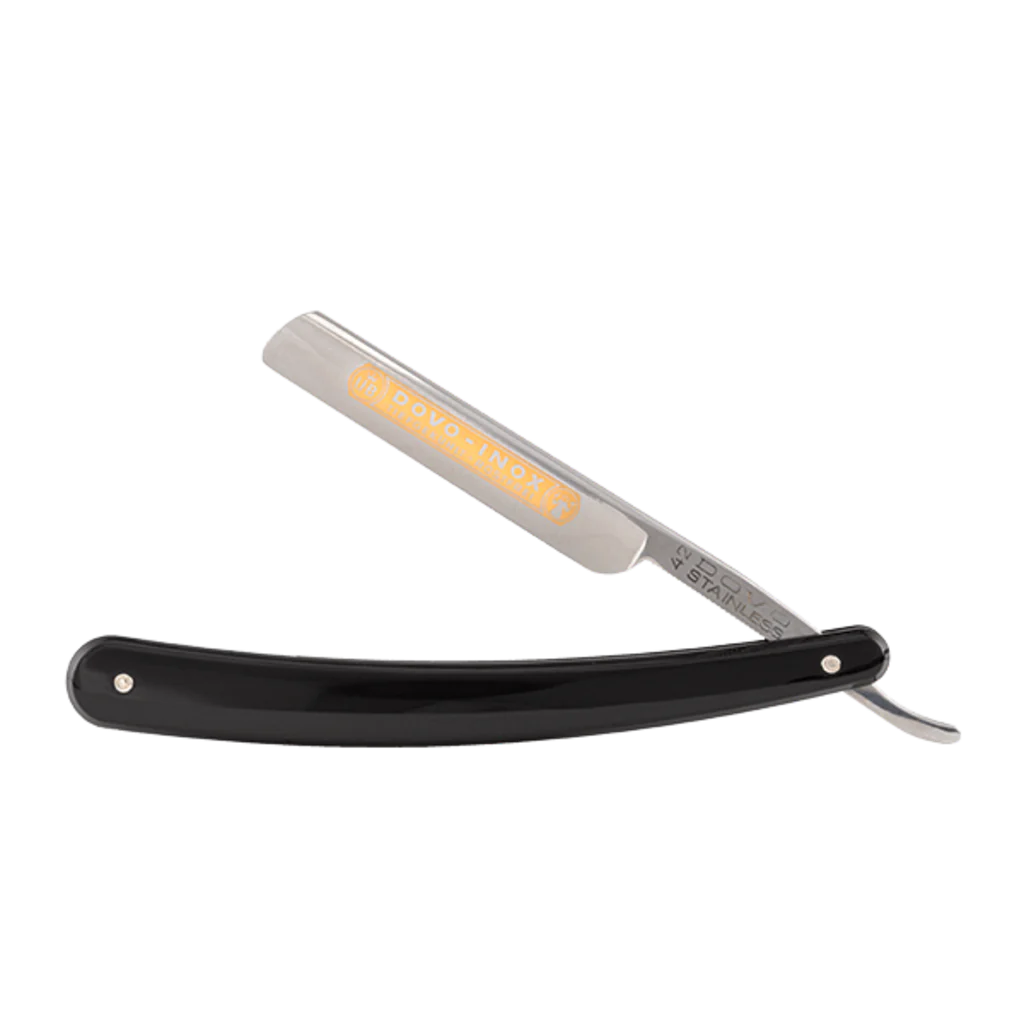 DOVO Straight Razor 3/8"- Black Plastic, Inox