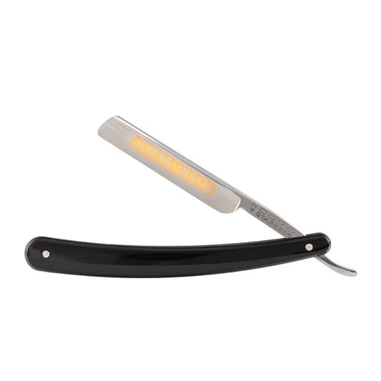 DOVO Straight Razor 3/8"- Black Plastic, Inox